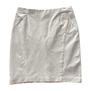 J. McLaughlin Light Tan Cotton Stretch Pencil Skirt Rear Vent Side Zip Size 12